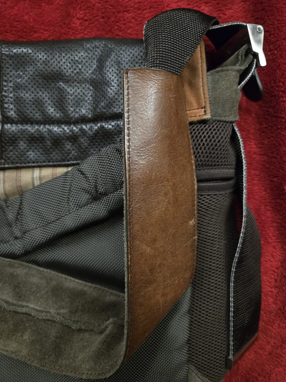 Cole Haan Black Messenger Laptop Bag with Brown Trim